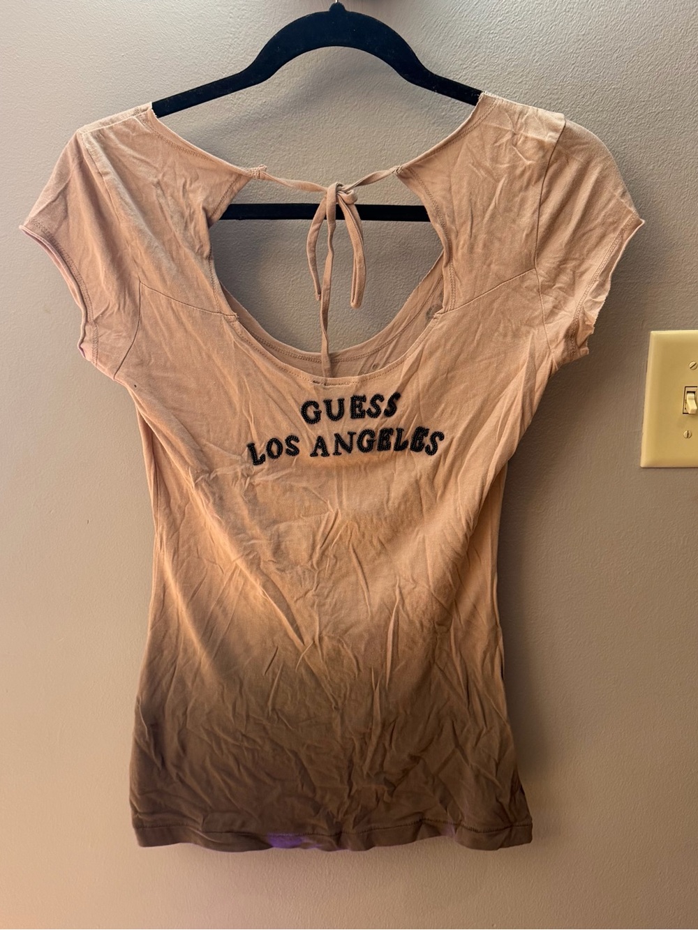 Vintage Y2K Guess Los Angeles Beaded Bling short sleeve Shirt ombre mcbling - Picture 2 of 5
